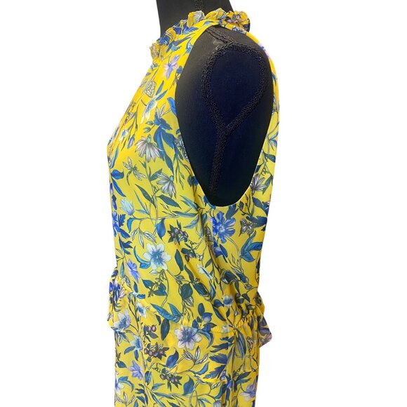 Sam Edelman Sheer Yellow Layered Floral Dress Size 10 - Picture 15 of 16